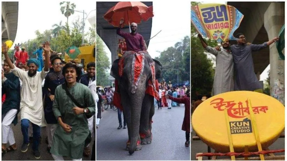 রাজধানীতে ঈদ উৎসব: আনন্দ মিছিলে ফিরল হারানো ঐতিহ্য