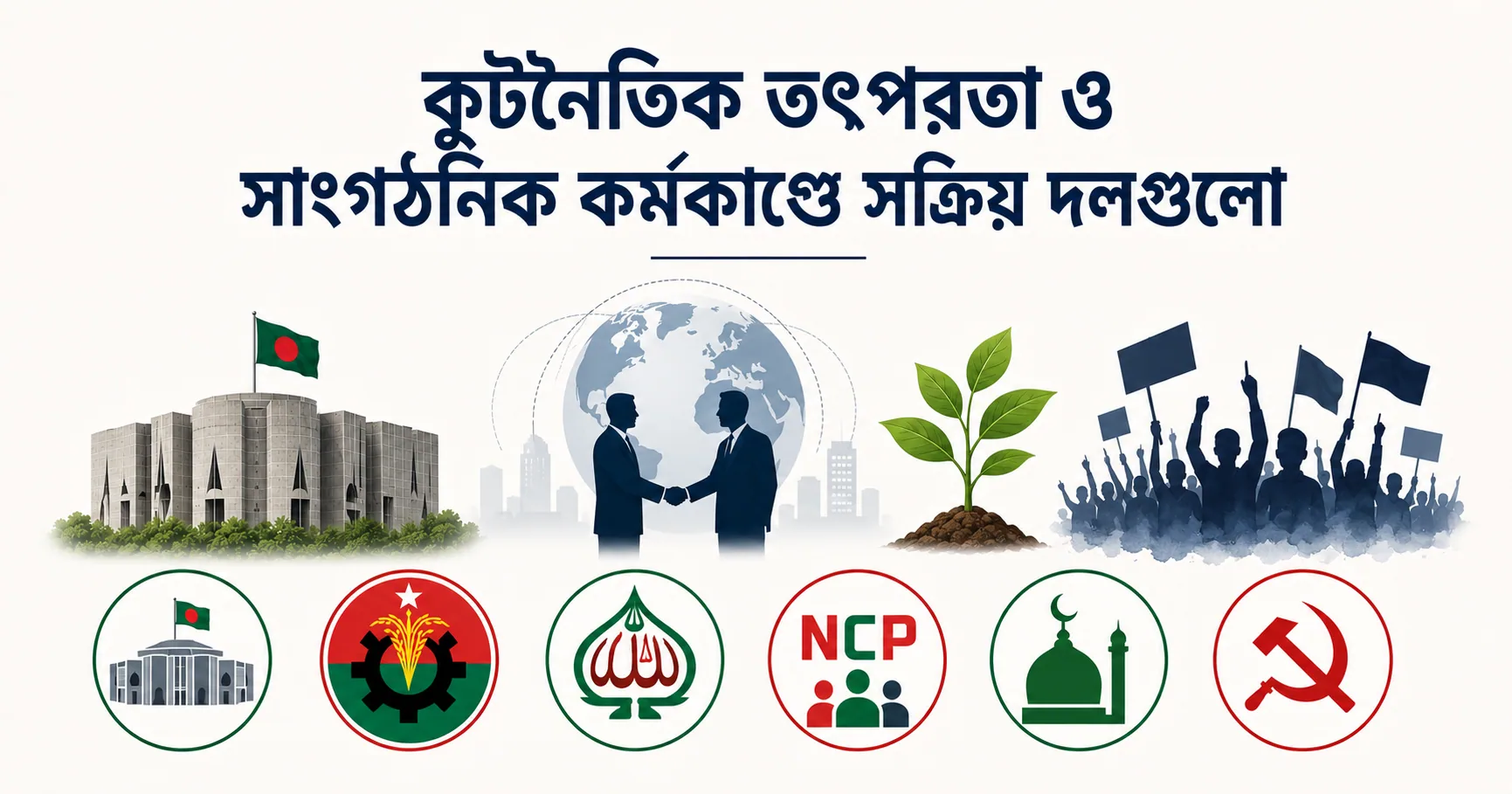 কূটনৈতিক তৎপরতা ও সাংগঠনিক কর্মকাণ্ডে সক্রিয় দলগুলো