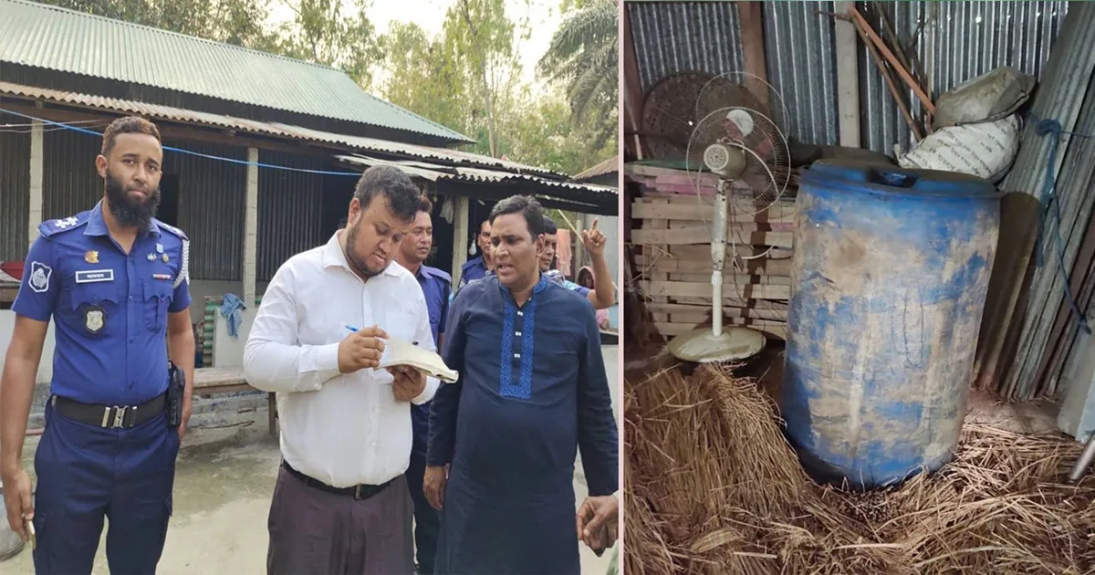 বিএনপি নেতার গোয়ালঘর থেকে ড্রামভর্তি পেট্রোল উদ্ধার
