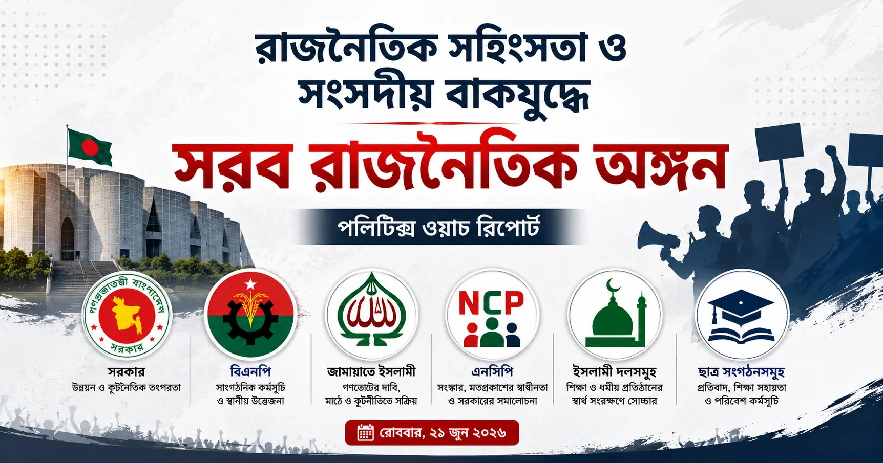 রাজনৈতিক সহিংসতা ও সংসদীয় বাকযুদ্ধে সরব রাজনৈতিক অঙ্গন