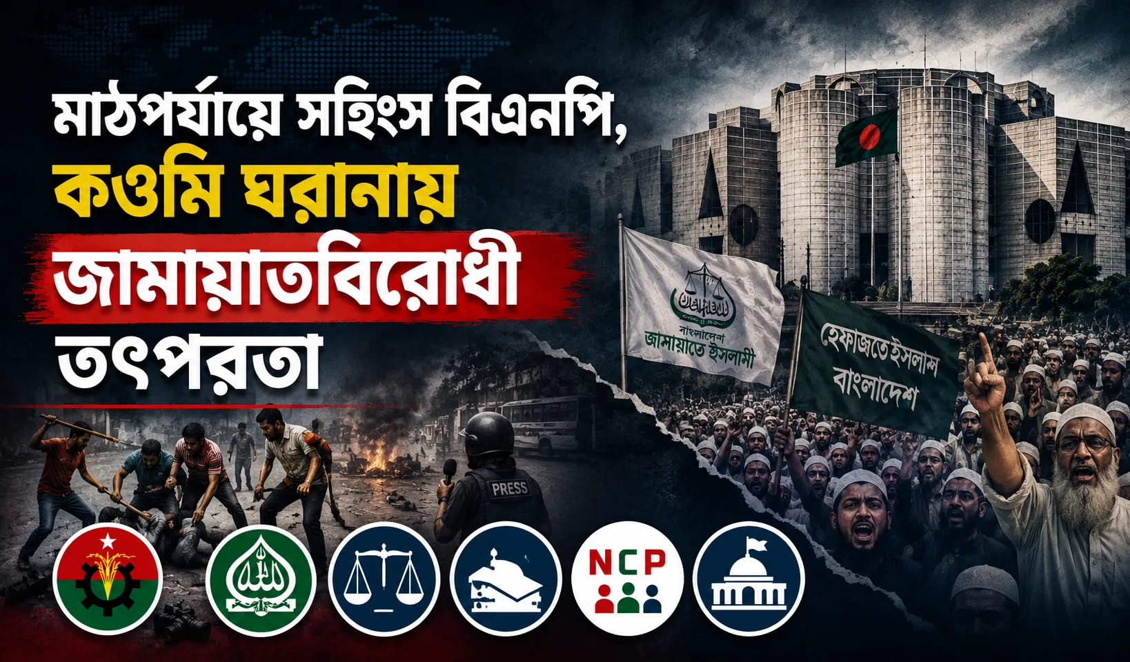 মাঠপর্যায়ে সহিংস বিএনপি, কওমি ঘরানায় জামায়াতবিরোধী তৎপরতা
