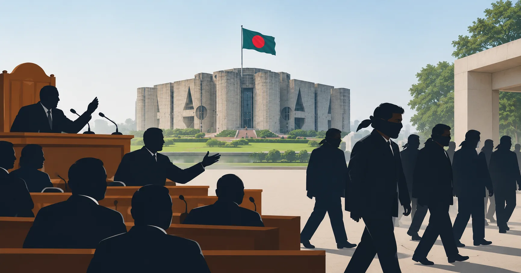 একাধিক বিল নিয়ে সংসদে উত্তেজনা, কালো কাপড় বেঁধে বিরোধীদলের ওয়াকআউট